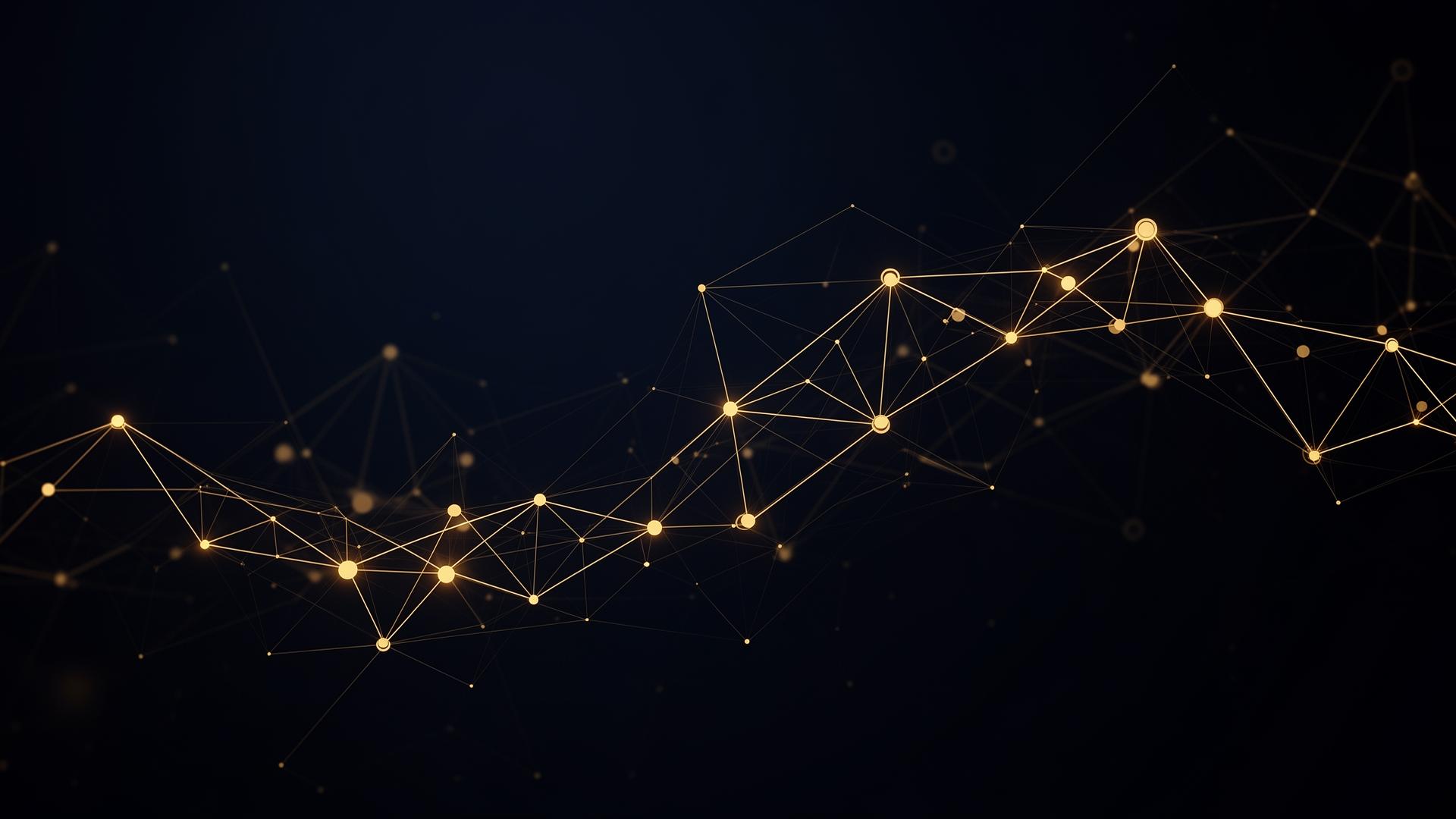 Abstract gold network representing institutional connectivity